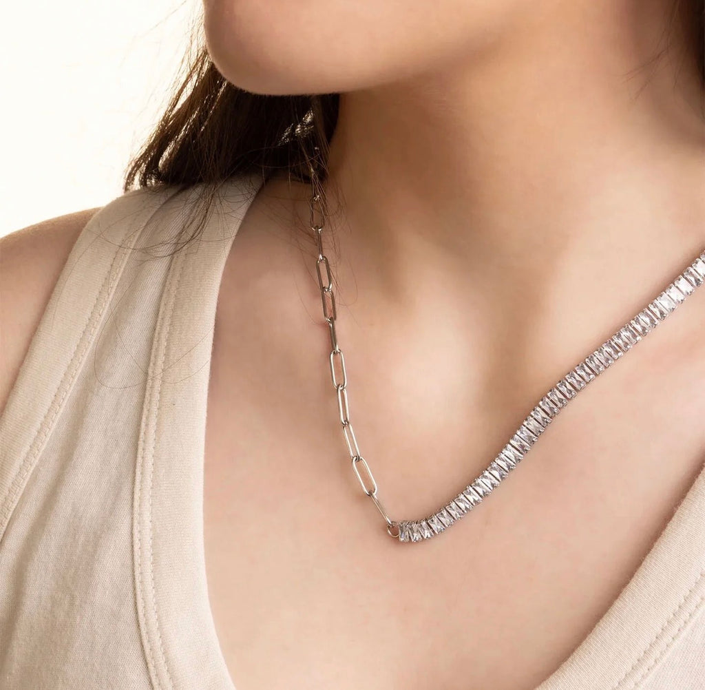 Tennis Chain Split Necklace