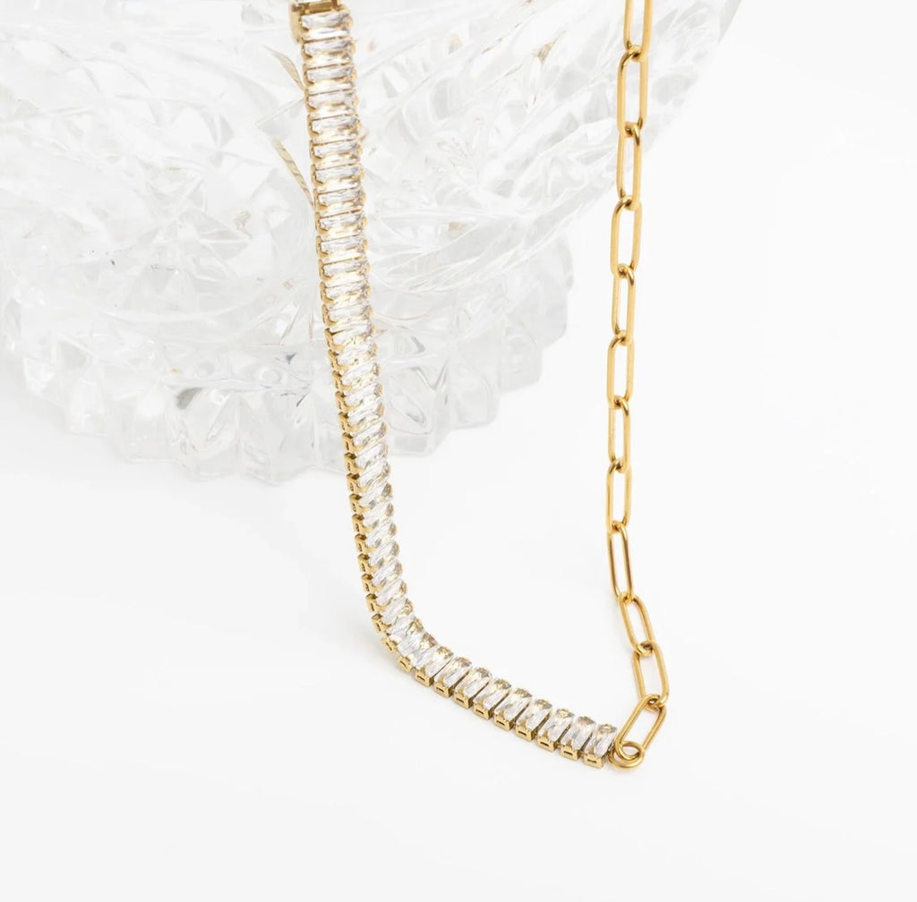 Tennis Chain Split Necklace
