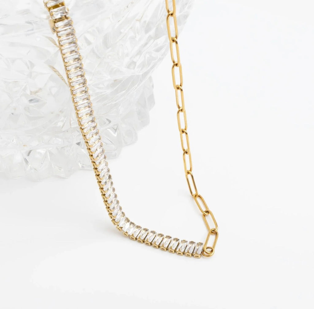 Tennis Chain Split Necklace