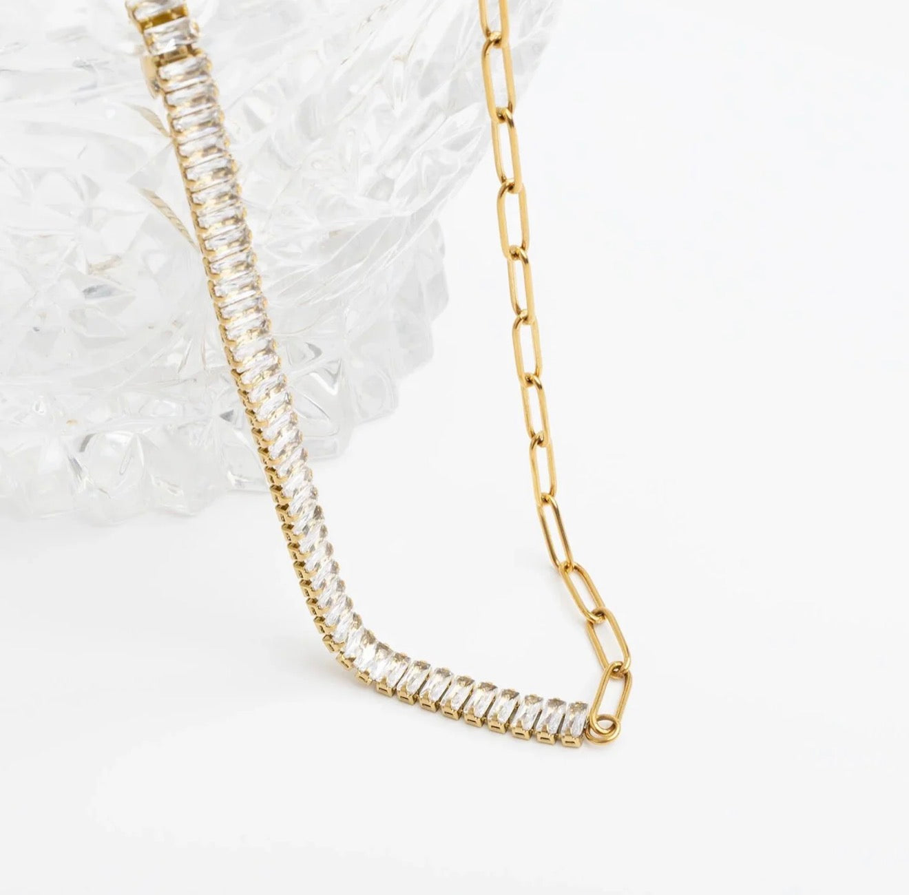 Tennis Chain Split Necklace