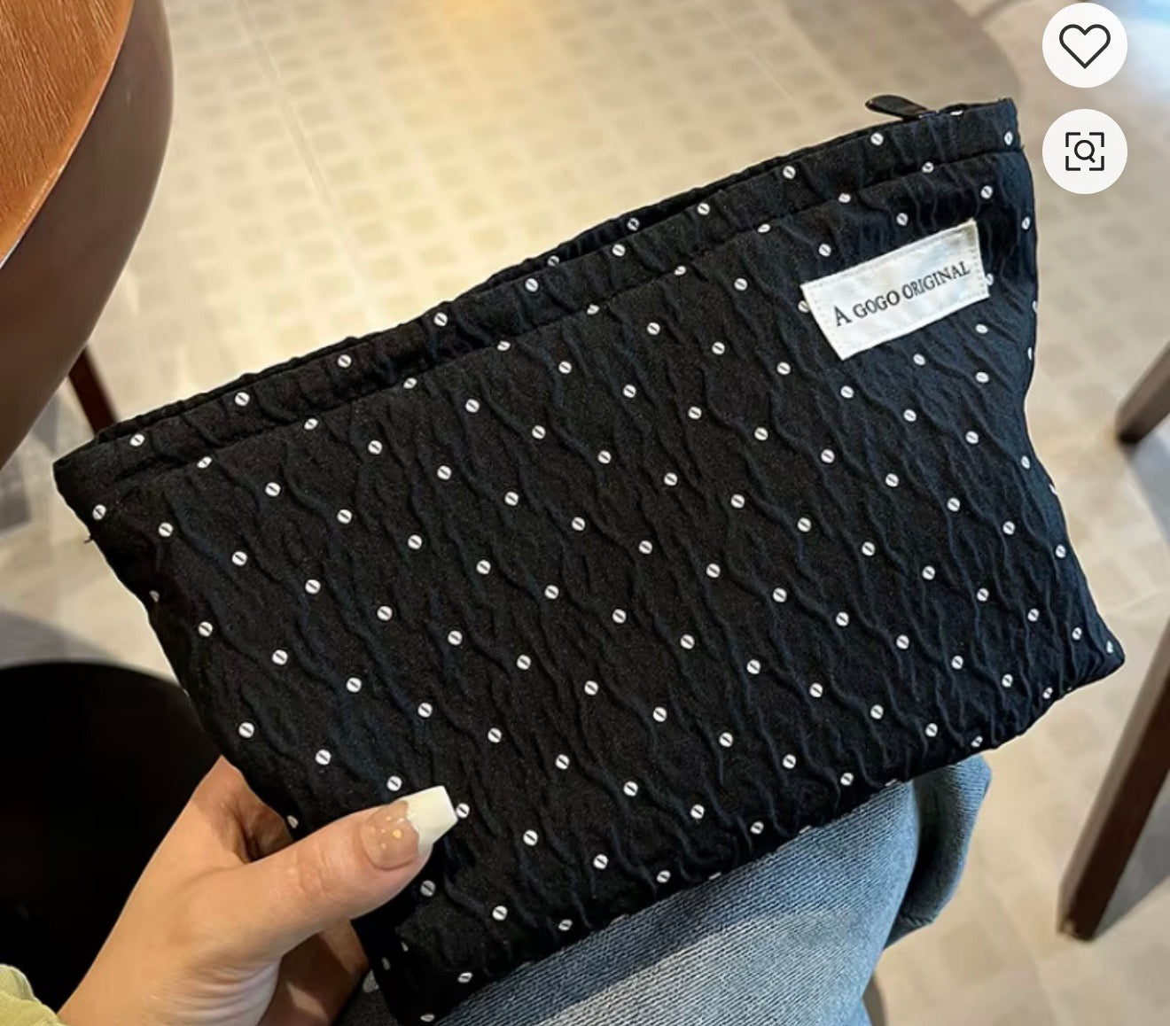 Quilted Canvas Travel Makeup Bag