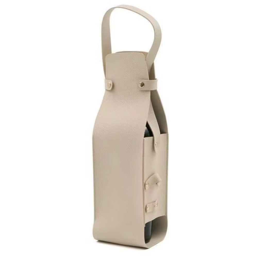 “Leather” Wine Carrier - Ivory