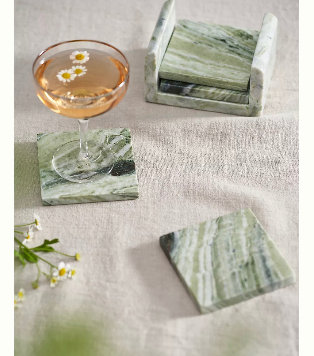 Sage Green Stone Coaster Set