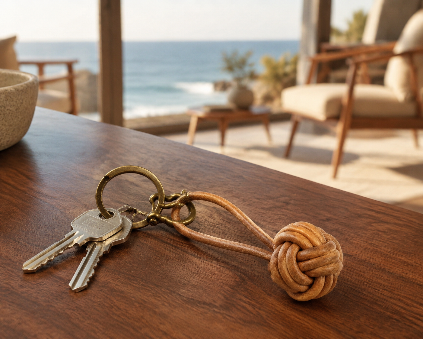 Genuine Leather Nautical Knot Keychain