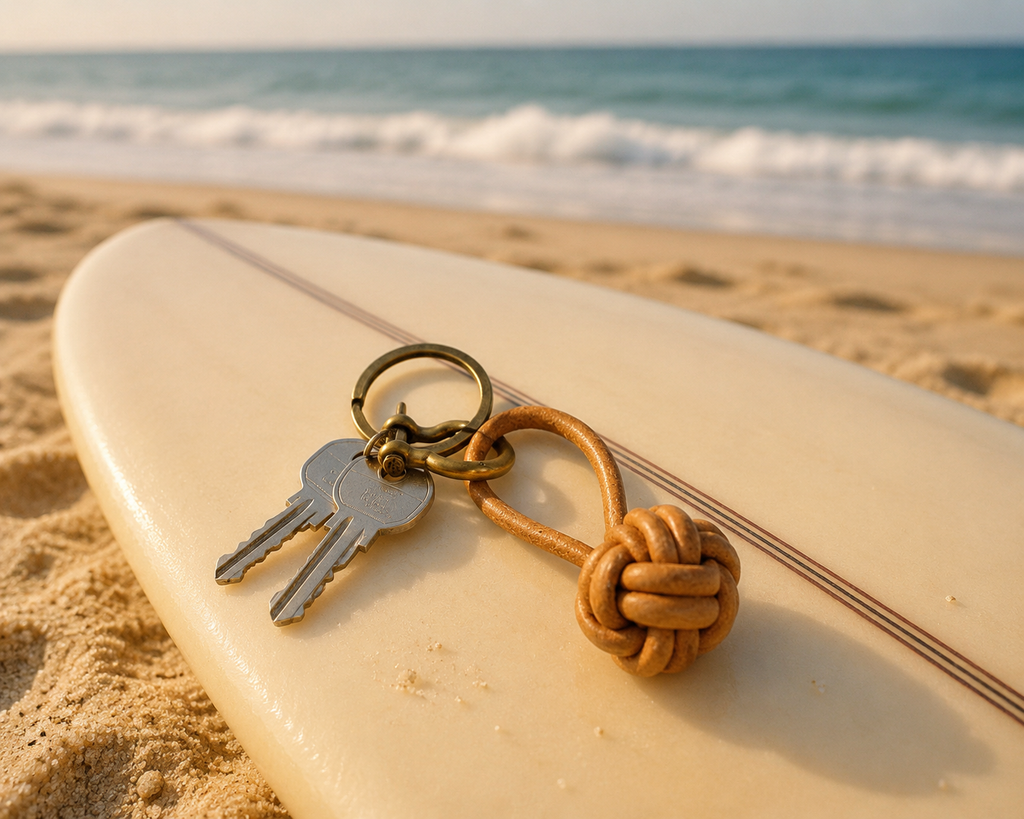 Genuine Leather Nautical Knot Keychain