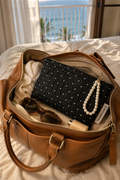 Quilted Canvas Travel Makeup Bag
