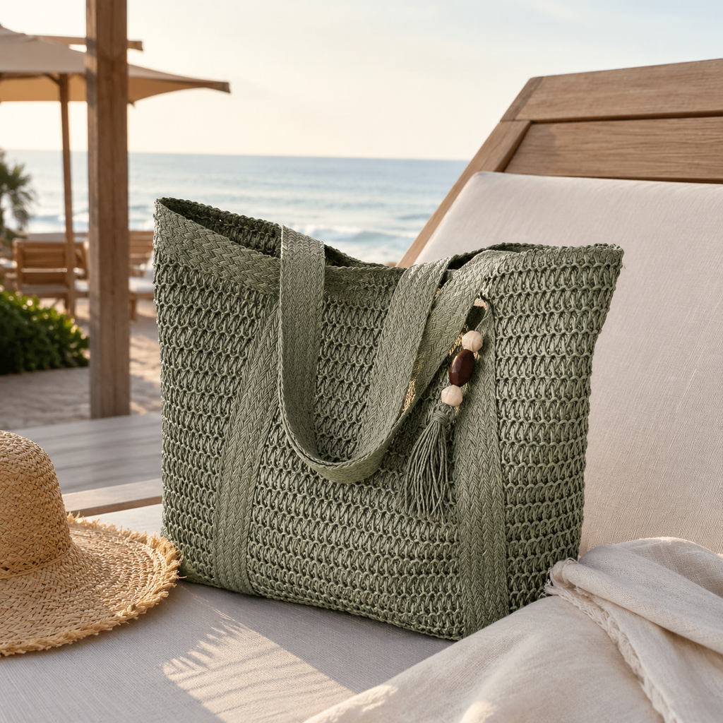 Sage Woven Coastal Tote