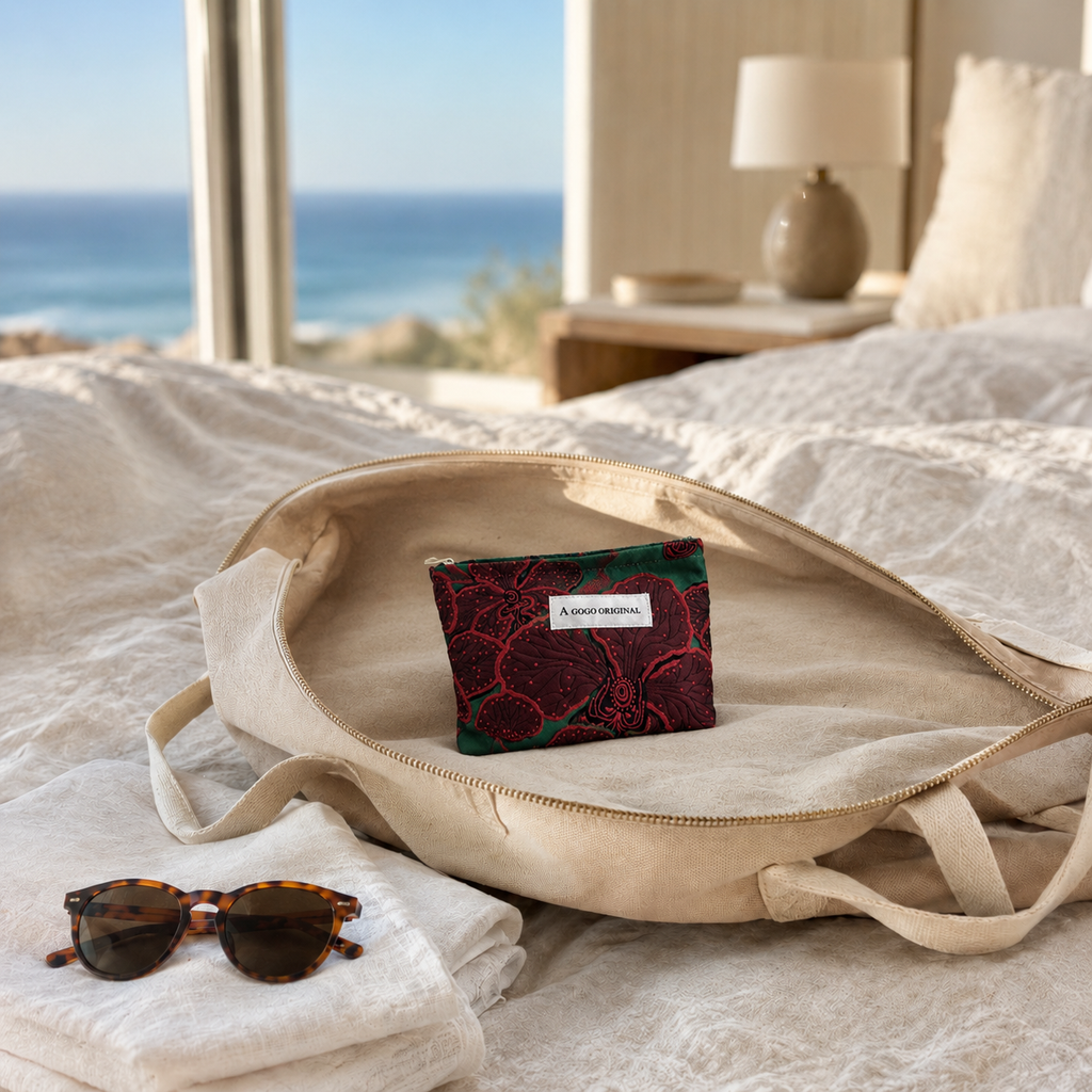 Emerald Orchid Embroidered Travel Pouch - Small