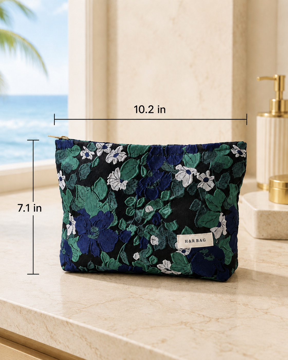 Midnight Garden Floral Cosmetic Bags - Large
