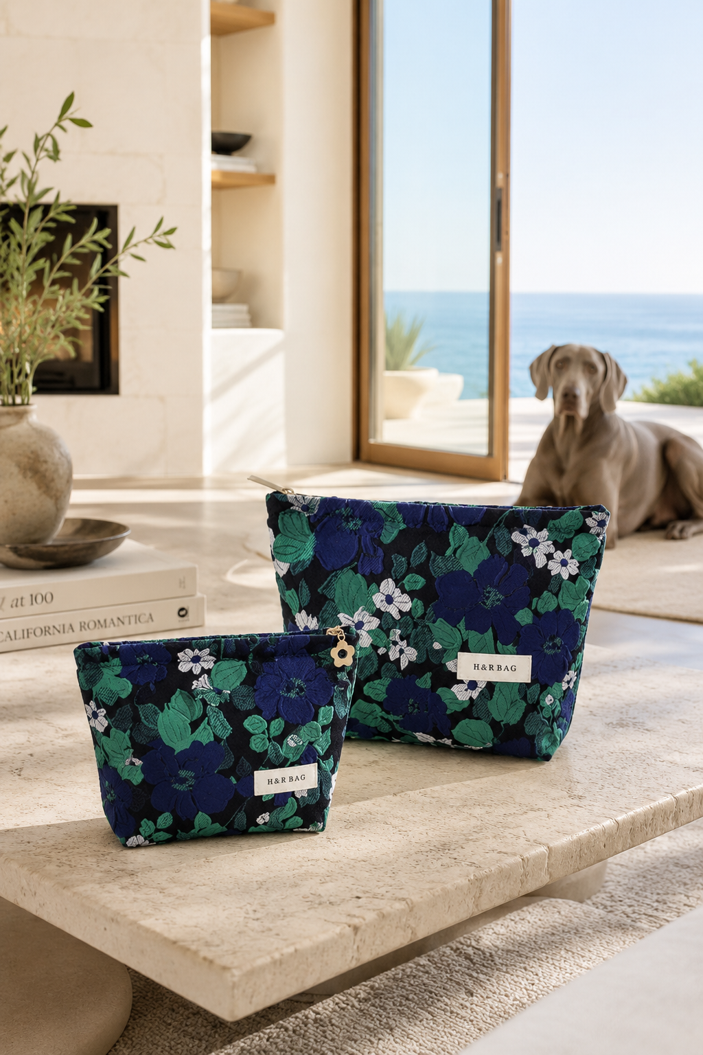 Midnight Garden Floral Cosmetic Bags - Large