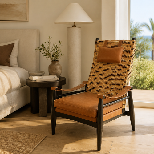 Cane & Cognac Lounge Chair
