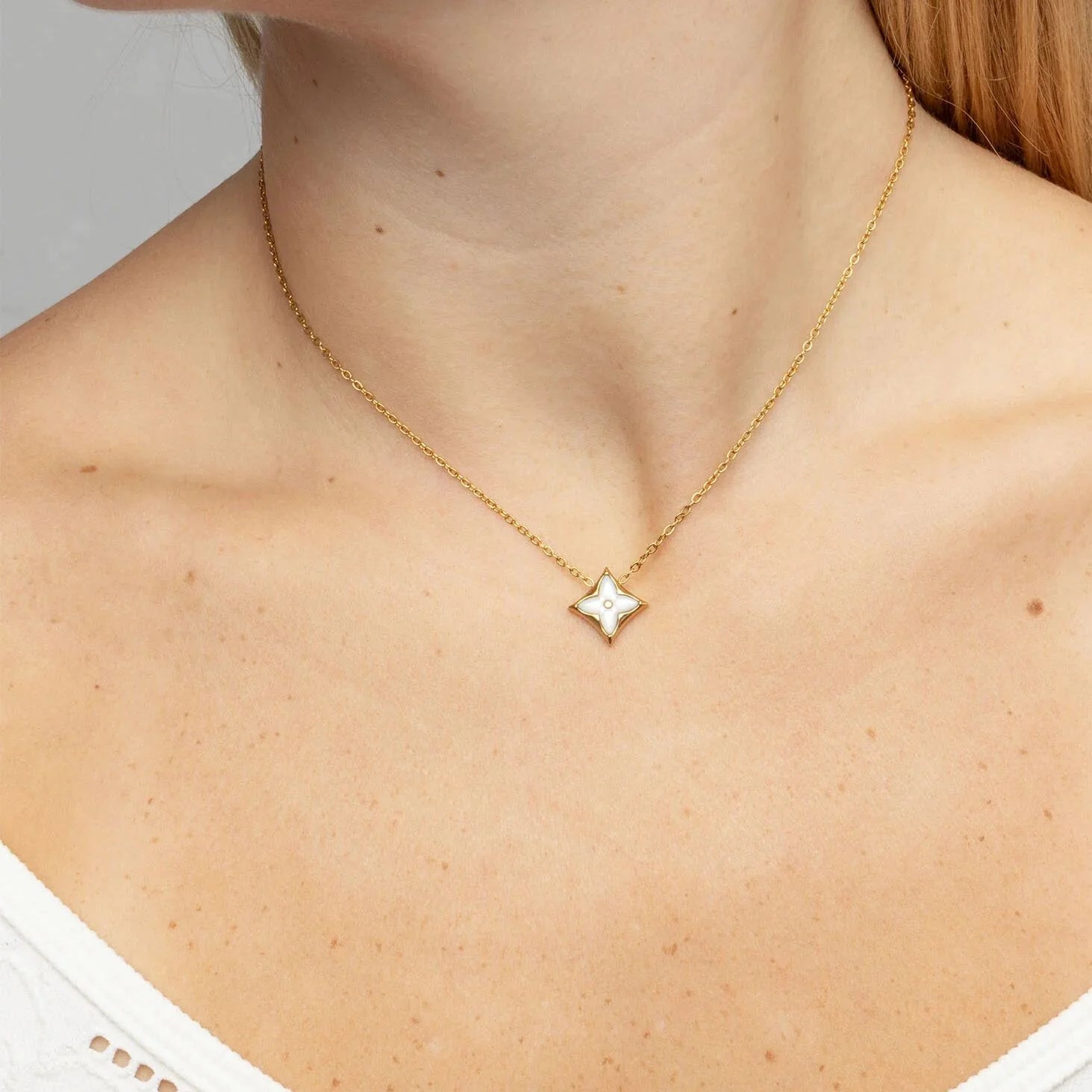 Mother Of Pearl Star Pendant Necklace