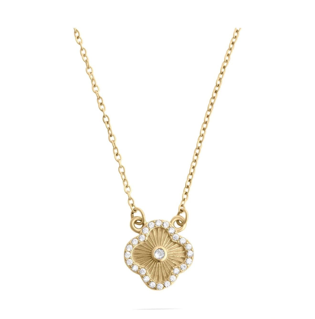Floral Motif Necklace with Stone