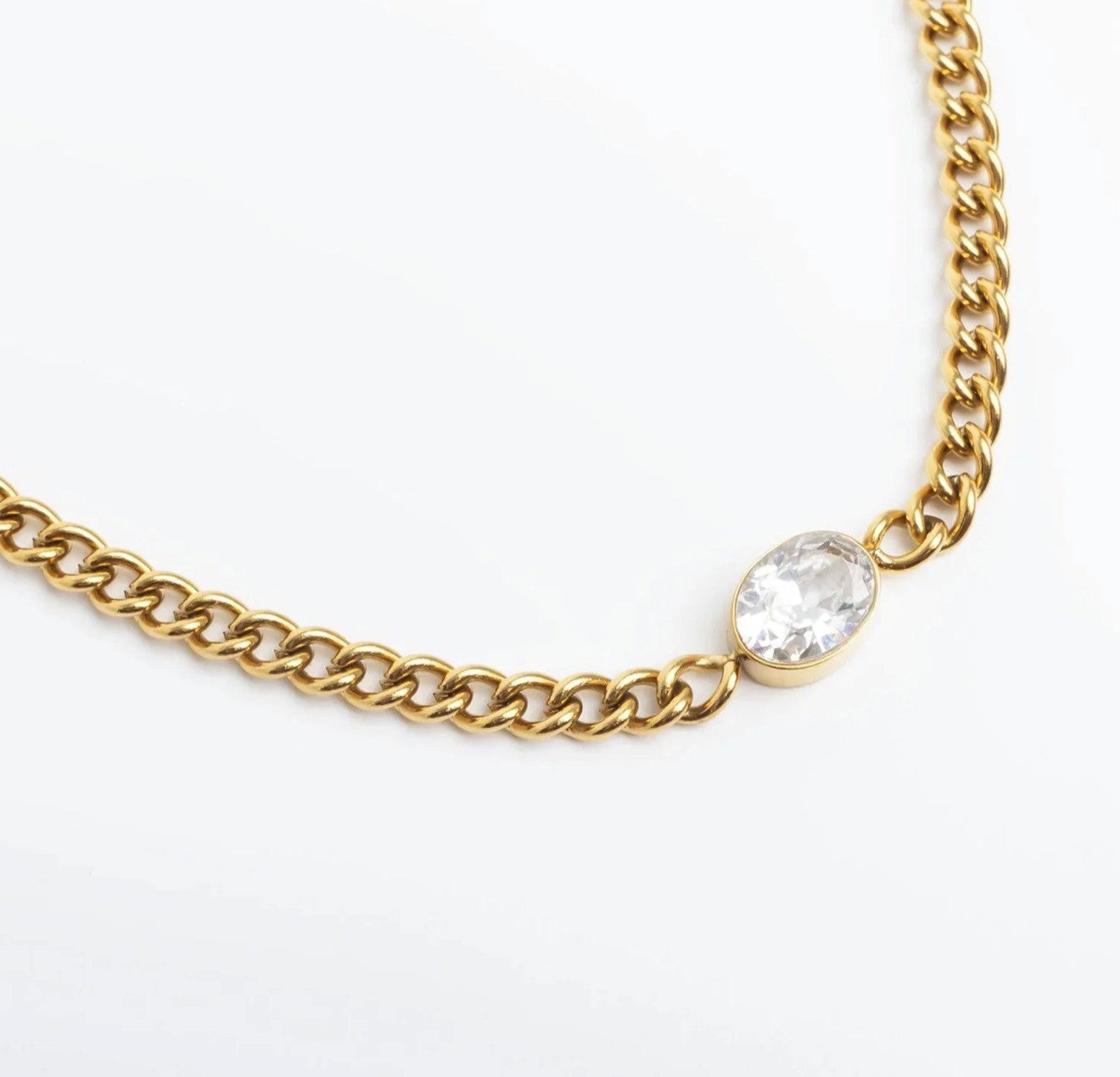 Oval Tennis Chain Bracelet - 18K Gold PVD Stainless Steel