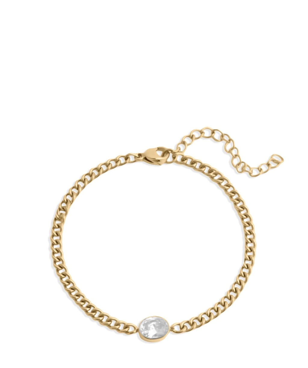 Oval Tennis Chain Bracelet - 18K Gold PVD Stainless Steel